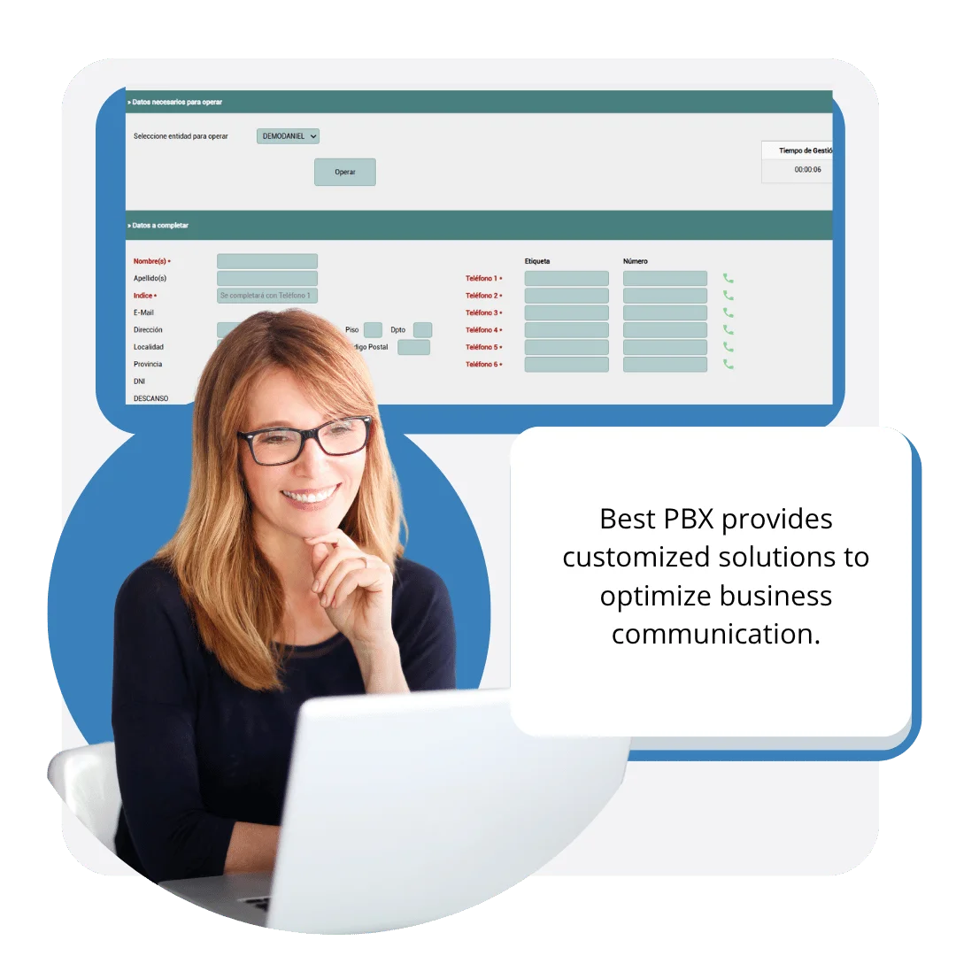 Businesswoman using Bestvoiper CRM platform