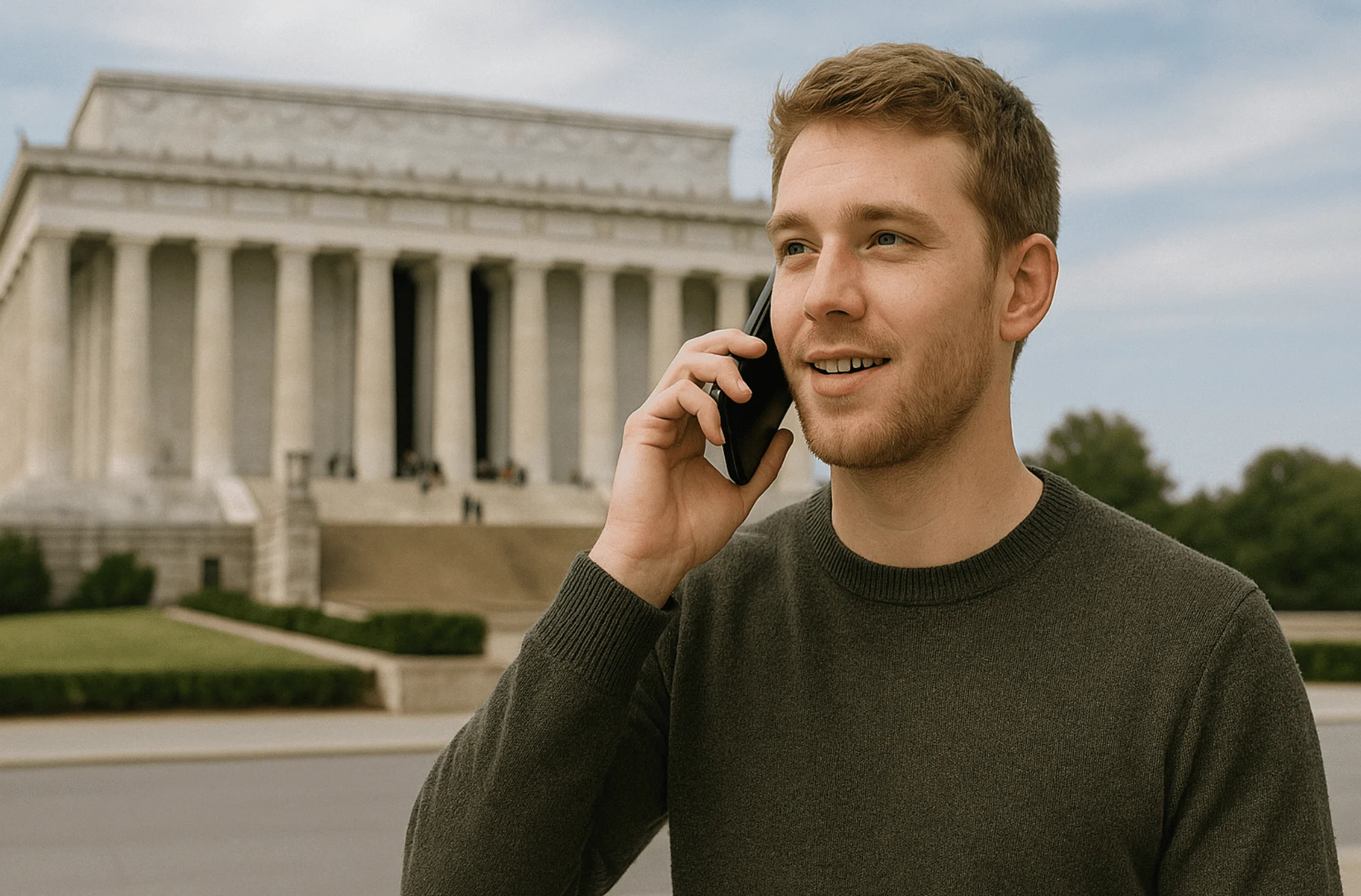 american man calling on his phone