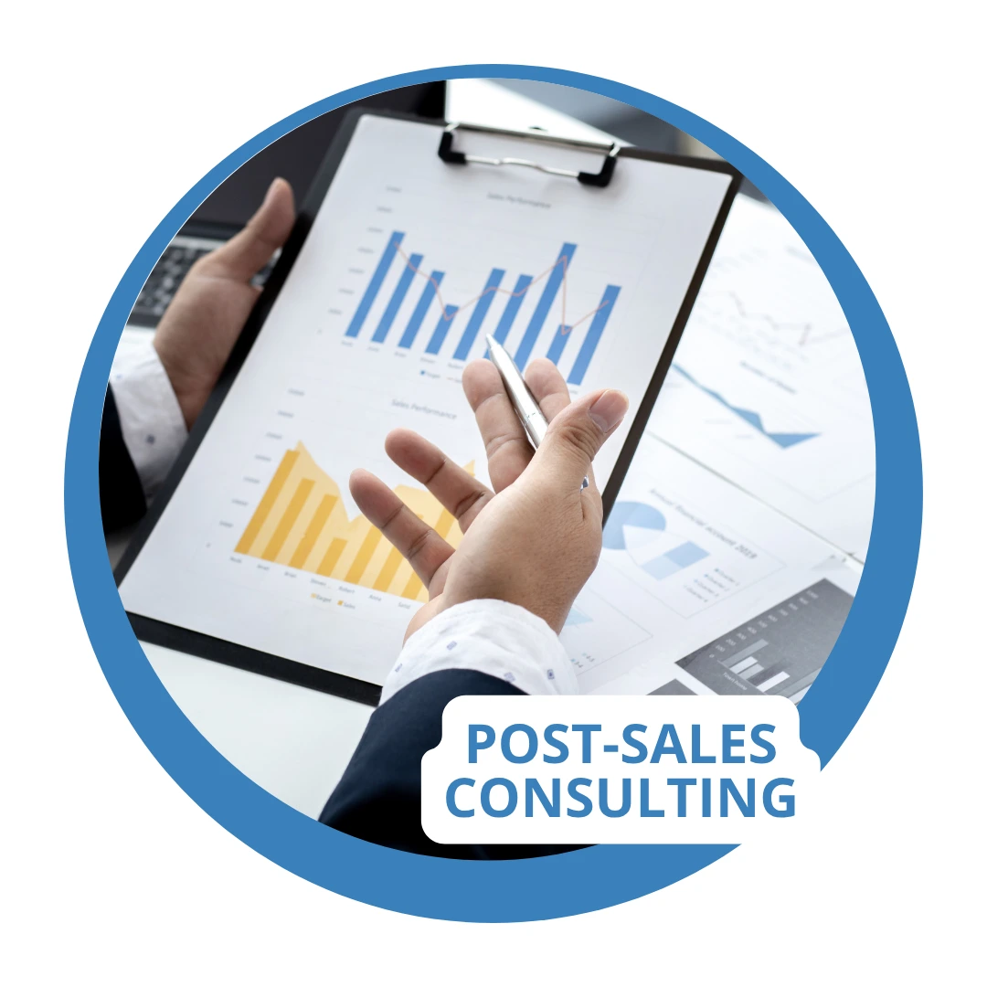 Person analyzing a report in post-sales consulting