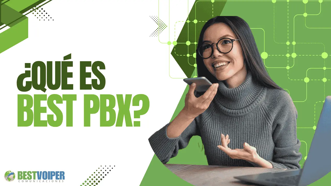 banner sobre el servicio BestPBX, en la izquierda texto y en la derecha una mujer hablando por telefono  con el servicio voip de Bestvoiper